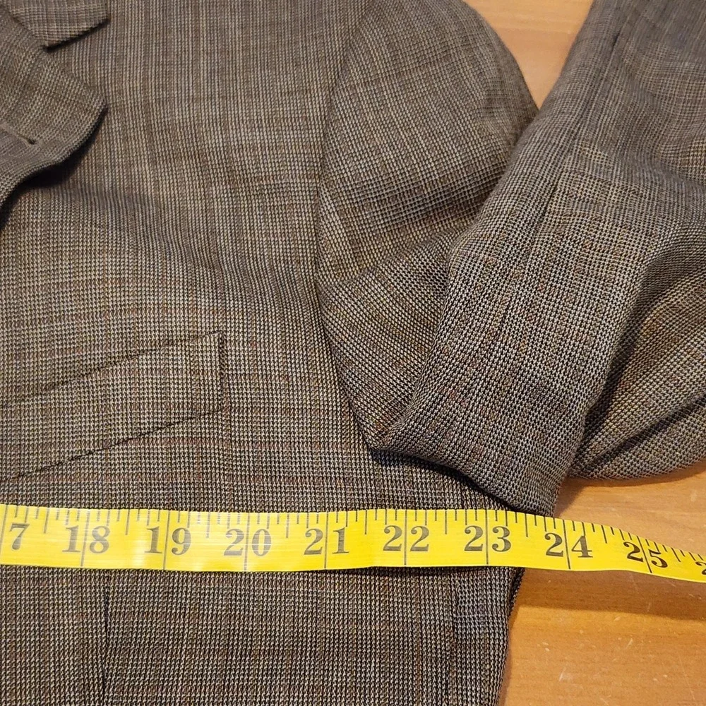 Joseph Abboud American Soft Blazer Tan Glen Plaid 100% Wool Sport Coat Mens 44R
